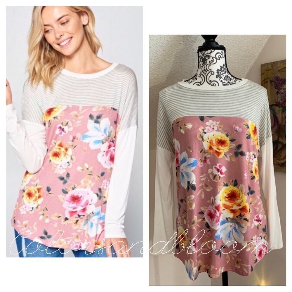 Floral Pinstripe Long sleeve